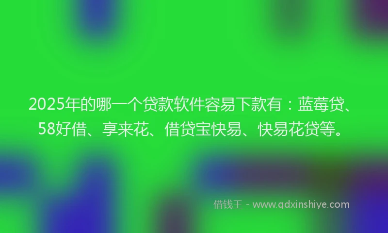 2025年的哪一个贷款软件容易下款有：蓝莓贷、58好借、享来花、借贷宝快易、快易花贷等。