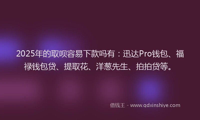 2025年的取呗容易下款吗有：迅达Pro钱包、福禄钱包贷、提取花、洋葱先生、拍拍贷等。