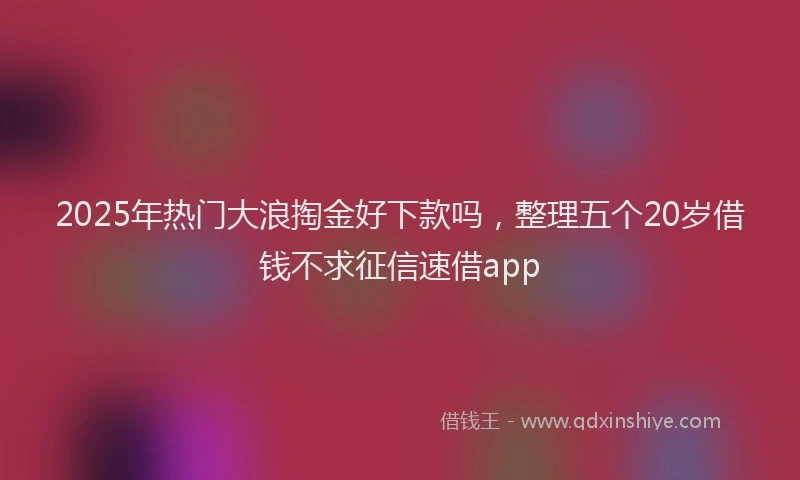 2025年热门大浪掏金好下款吗，整理五个20岁借钱不求征信速借app