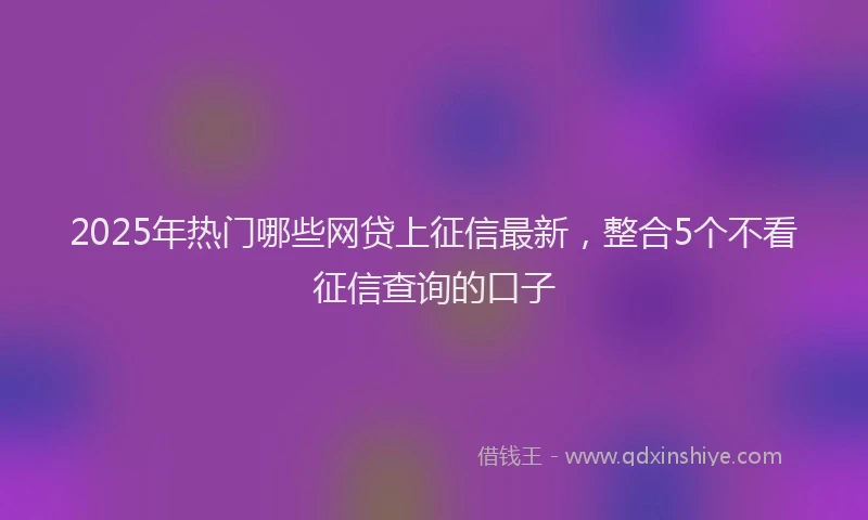 2025年热门哪些网贷上征信最新，整合5个不看征信查询的口子