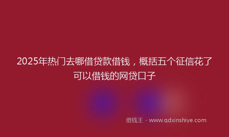 2025年热门去哪借贷款借钱，概括五个征信花了可以借钱的网贷口子