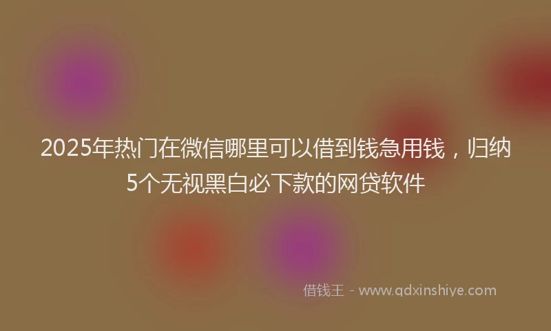 2025年热门在微信哪里可以借到钱急用钱，归纳5个无视黑白必下款的网贷软件