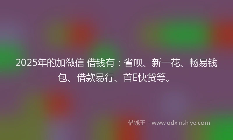 2025年的加微信 借钱有：省呗、新一花、畅易钱包、借款易行、首E快贷等。