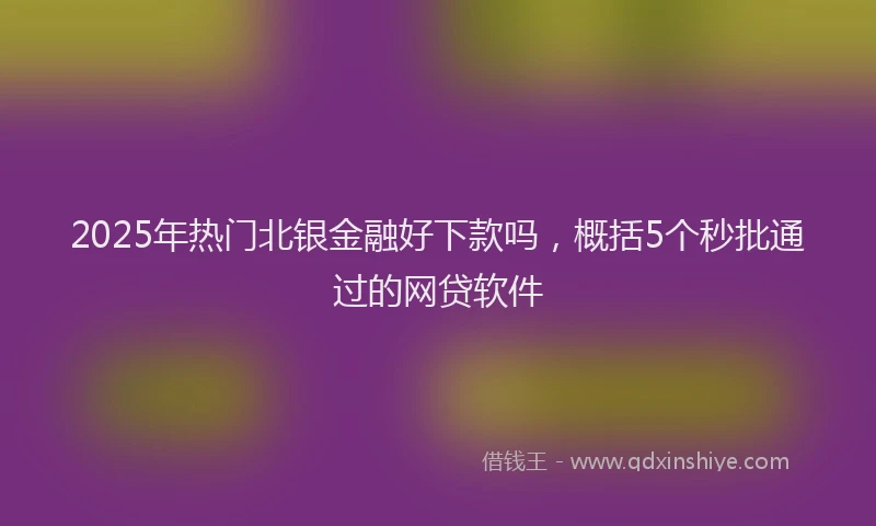 2025年热门北银金融好下款吗，概括5个秒批通过的网贷软件