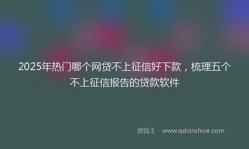 2025年热门哪个网贷不上征信好下款，梳理五个不上征信报告的贷款软件