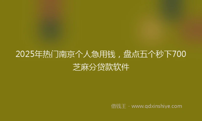 2025年热门南京个人急用钱，盘点五个秒下700芝麻分贷款软件