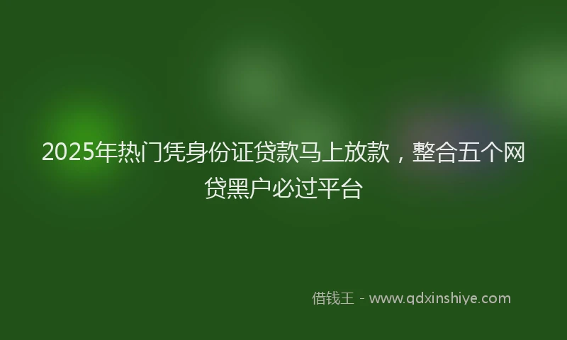 2025年热门凭身份证贷款马上放款，整合五个网贷黑户必过平台