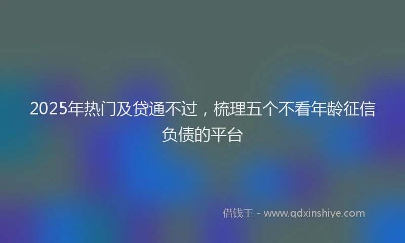 2025年热门及贷通不过，梳理五个不看年龄征信负债的平台