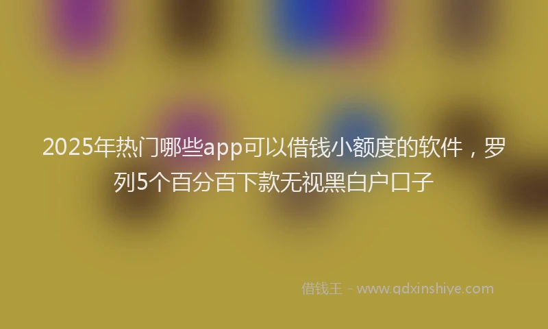 2025年热门哪些app可以借钱小额度的软件，罗列5个百分百下款无视黑白户口子