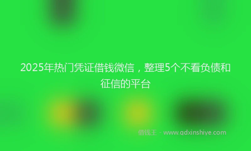 2025年热门凭证借钱微信，整理5个不看负债和征信的平台