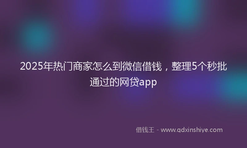 2025年热门商家怎么到微信借钱，整理5个秒批通过的网贷app