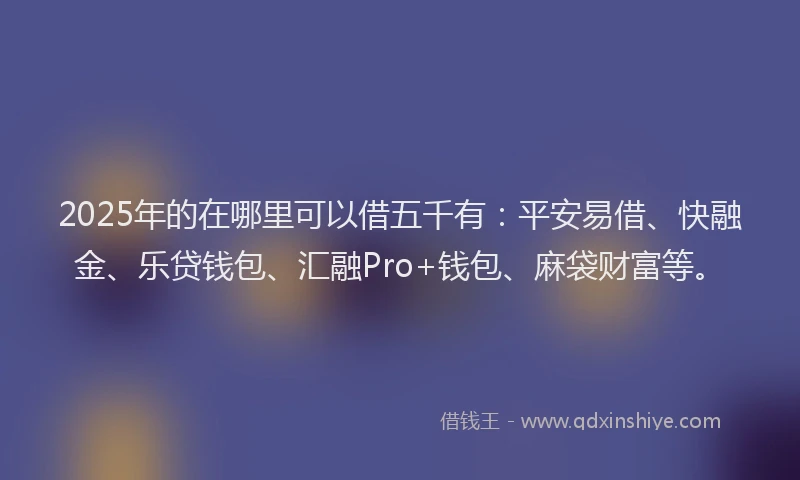 2025年的在哪里可以借五千有：平安易借、快融金、乐贷钱包、汇融Pro+钱包、麻袋财富等。