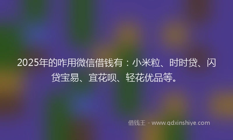 2025年的咋用微信借钱有：小米粒、时时贷、闪贷宝易、宜花呗、轻花优品等。