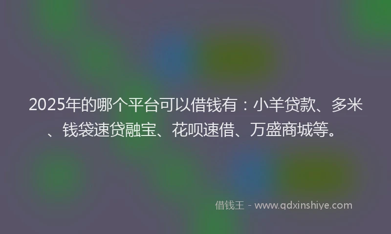 2025年的哪个平台可以借钱有：小羊贷款、多米、钱袋速贷融宝、花呗速借、万盛商城等。