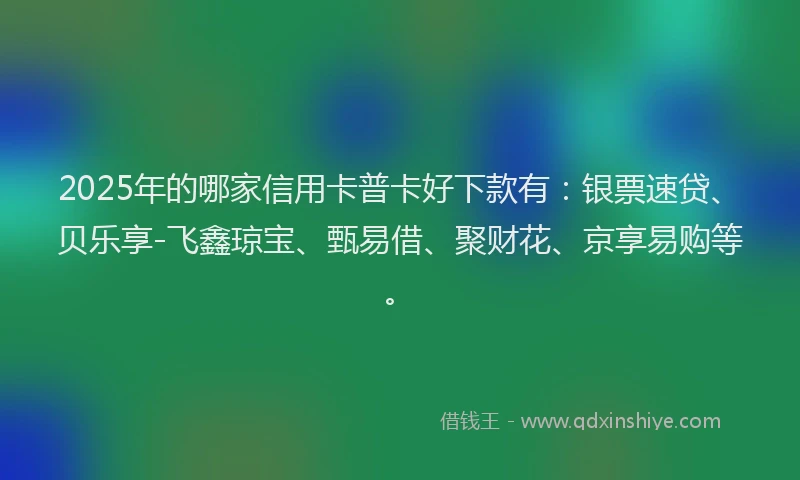 2025年的哪家信用卡普卡好下款有:银票速贷、贝乐享-飞鑫琼宝、甄易借、聚财花、京享易购等。