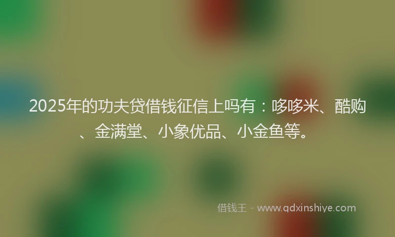 2025年的功夫贷借钱征信上吗有：哆哆米、酷购、金满堂、小象优品、小金鱼等。
