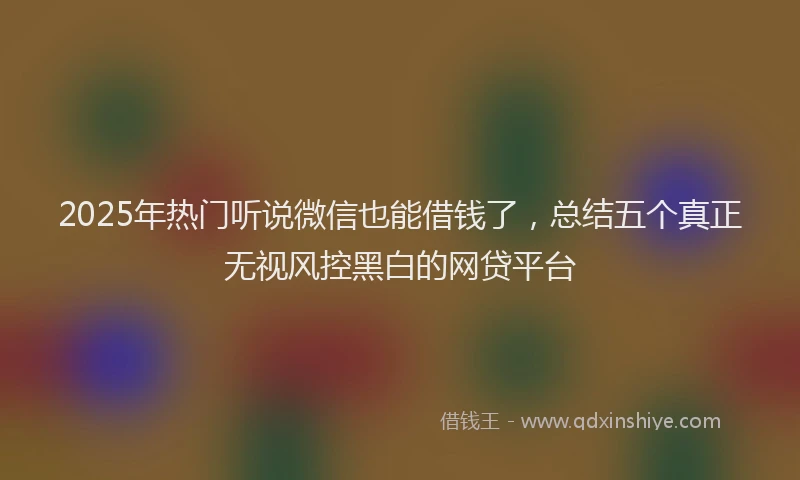2025年热门听说微信也能借钱了，总结五个真正无视风控黑白的网贷平台