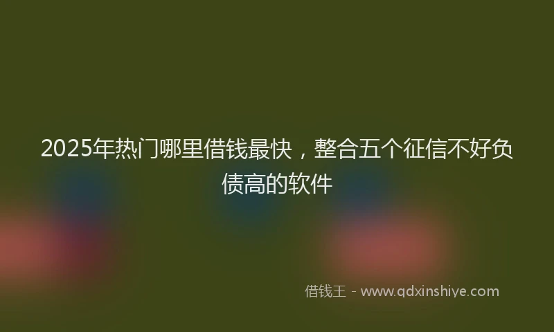 2025年热门哪里借钱最快，整合五个征信不好负债高的软件