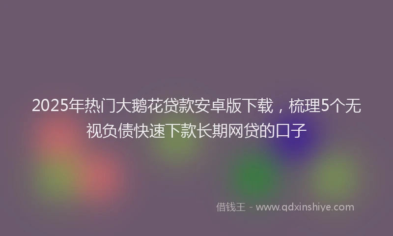 2025年热门大鹅花贷款安卓版下载，梳理5个无视负债快速下款长期网贷的口子