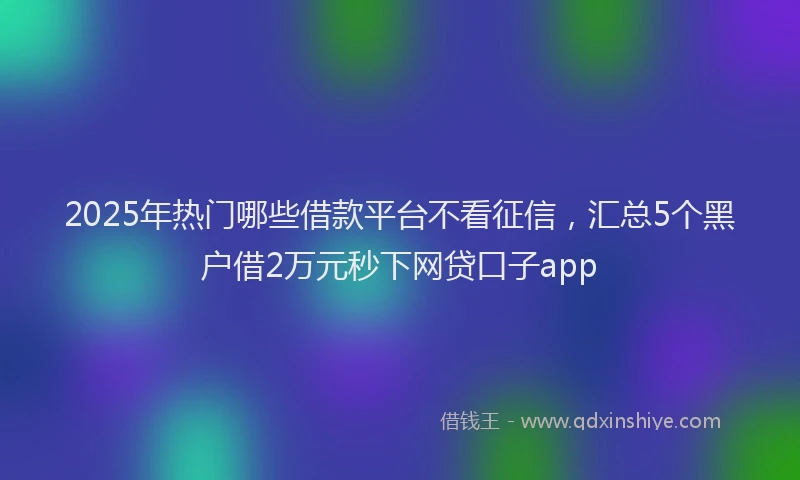 2025年热门哪些借款平台不看征信，汇总5个黑户借2万元秒下网贷口子app
