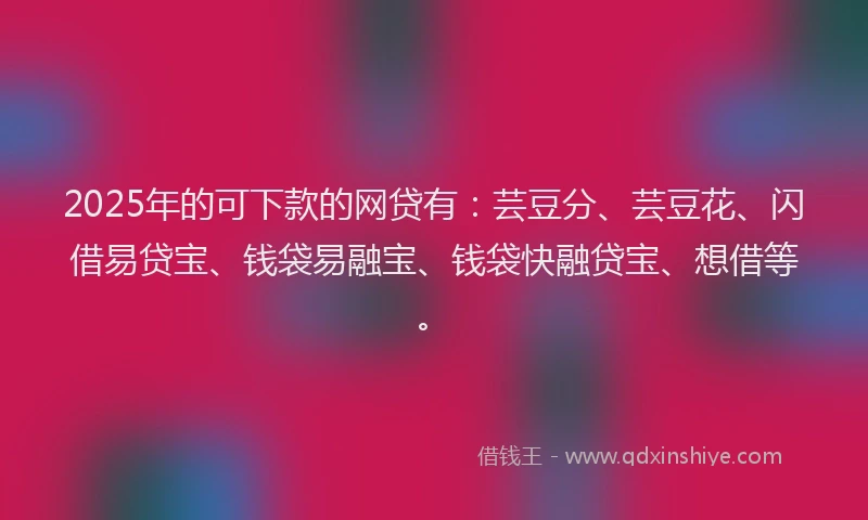 2025年的可下款的网贷有：芸豆分、芸豆花、闪借易贷宝、钱袋易融宝、钱袋快融贷宝、想借等。