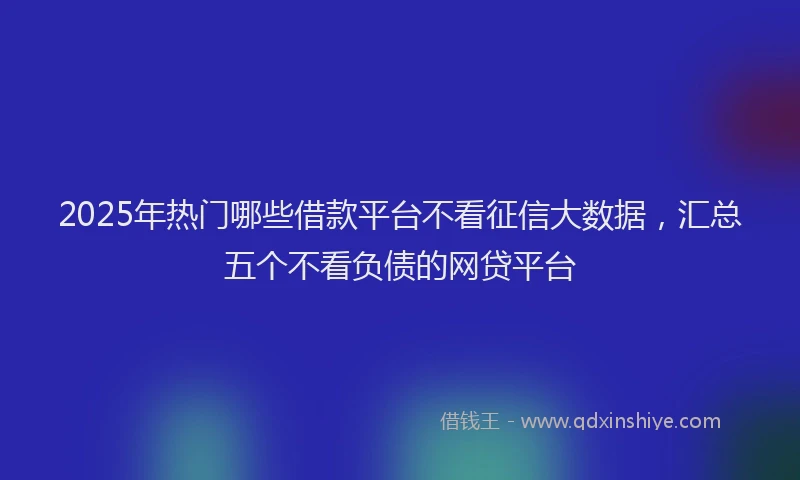 2025年热门哪些借款平台不看征信大数据，汇总五个不看负债的网贷平台