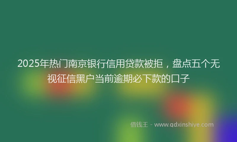 2025年热门南京银行信用贷款被拒，盘点五个无视征信黑户当前逾期必下款的口子
