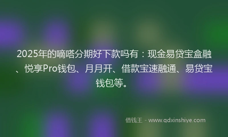 2025年的嘀嗒分期好下款吗有：现金易贷宝盒融、悦享Pro钱包、月月开、借款宝速融通、易贷宝钱包等。