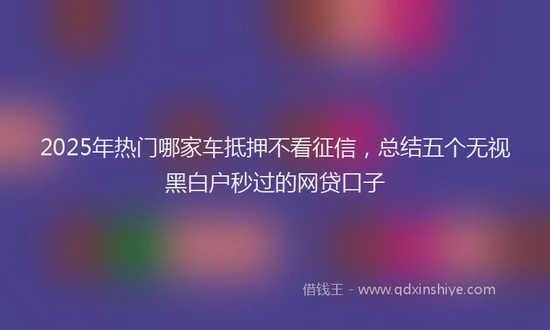 2025年热门哪家车抵押不看征信，总结五个无视黑白户秒过的网贷口子