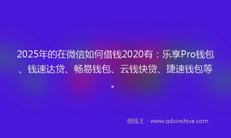 2025年的在微信如何借钱2020有：乐享Pro钱包、钱速达贷、畅易钱包、云钱快贷、捷速钱包等。