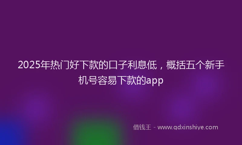 2025年热门好下款的口子利息低，概括五个新手机号容易下款的app