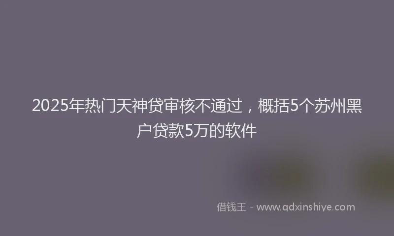 2025年热门天神贷审核不通过，概括5个苏州黑户贷款5万的软件