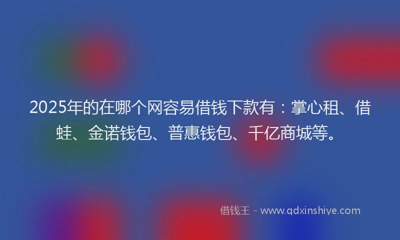 2025年的在哪个网容易借钱下款有：掌心租、借蛙、金诺钱包、普惠钱包、千亿商城等。
