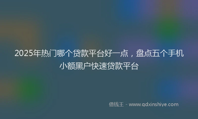 2025年热门哪个贷款平台好一点，盘点五个手机小额黑户快速贷款平台