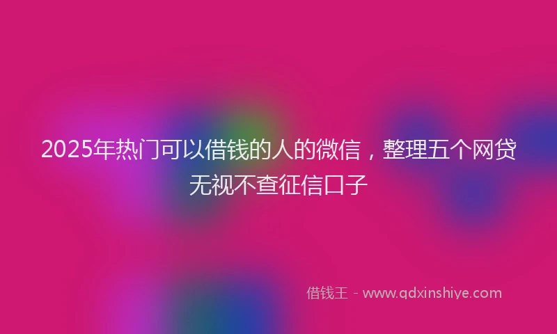 2025年热门可以借钱的人的微信，整理五个网贷无视不查征信口子