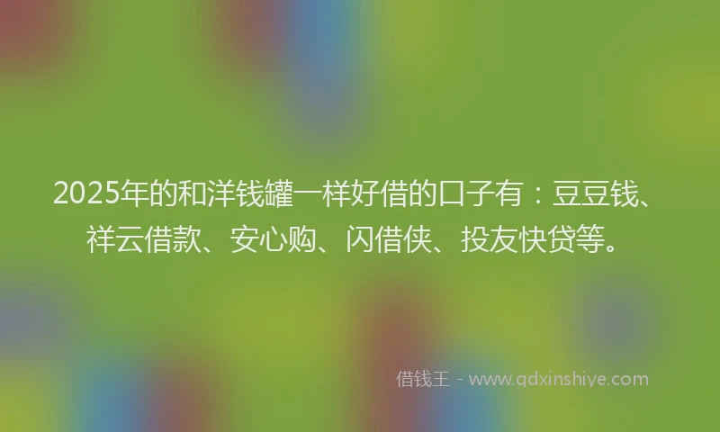 2025年的和洋钱罐一样好借的口子有：豆豆钱、祥云借款、安心购、闪借侠、投友快贷等。