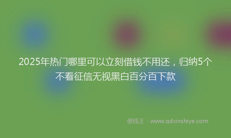 2025年热门哪里可以立刻借钱不用还，归纳5个不看征信无视黑白百分百下款