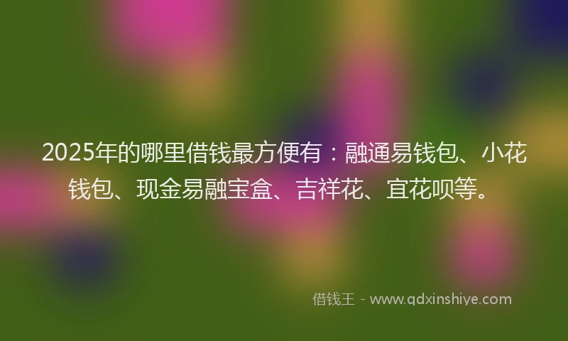 2025年的哪里借钱最方便有：融通易钱包、小花钱包、现金易融宝盒、吉祥花、宜花呗等。