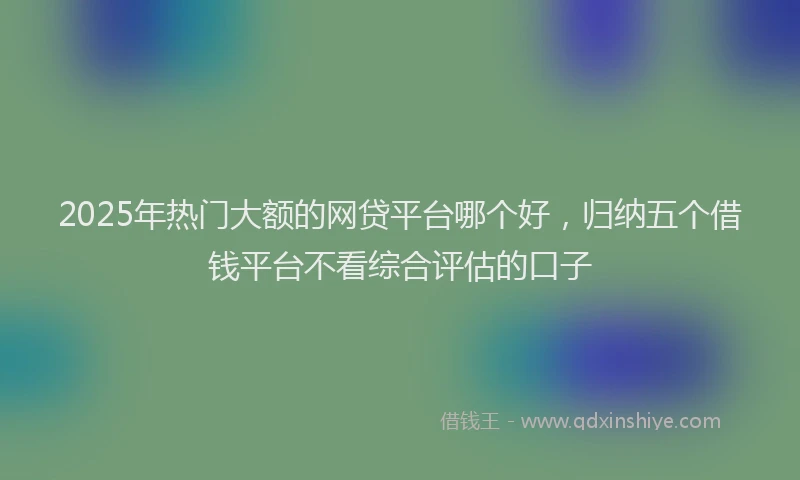 2025年热门大额的网贷平台哪个好，归纳五个借钱平台不看综合评估的口子