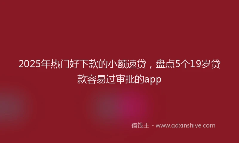 2025年热门好下款的小额速贷，盘点5个19岁贷款容易过审批的app