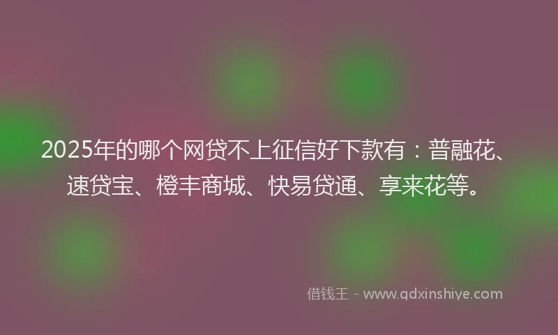 2025年的哪个网贷不上征信好下款有：普融花、速贷宝、橙丰商城、快易贷通、享来花等。