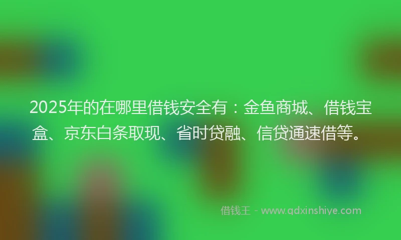 2025年的在哪里借钱安全有：金鱼商城、借钱宝盒、京东白条取现、省时贷融、信贷通速借等。