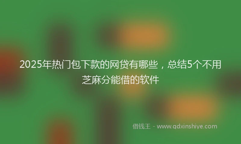 2025年热门包下款的网贷有哪些，总结5个不用芝麻分能借的软件
