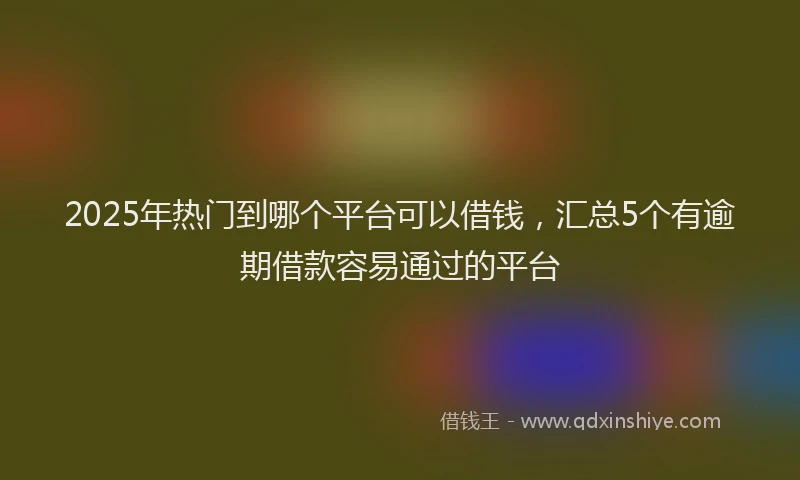 2025年热门到哪个平台可以借钱，汇总5个有逾期借款容易通过的平台
