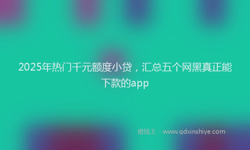 2025年热门千元额度小贷，汇总五个网黑真正能下款的app