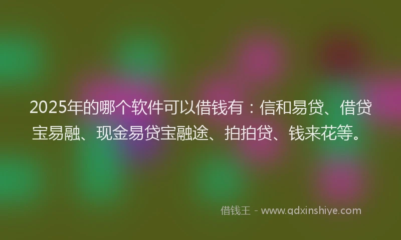 2025年的哪个软件可以借钱有：信和易贷、借贷宝易融、现金易贷宝融途、拍拍贷、钱来花等。