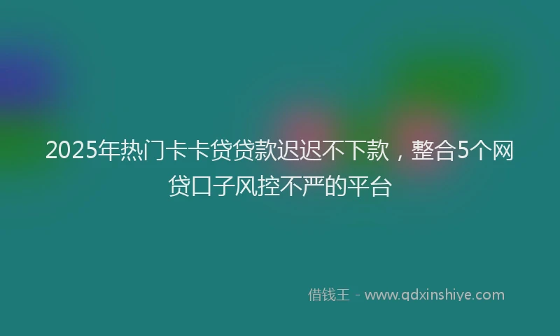 2025年热门卡卡贷贷款迟迟不下款，整合5个网贷口子风控不严的平台