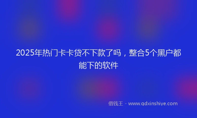 2025年热门卡卡贷不下款了吗，整合5个黑户都能下的软件