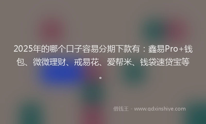 2025年的哪个口子容易分期下款有：鑫易Pro+钱包、微微理财、戒易花、爱帮米、钱袋速贷宝等。