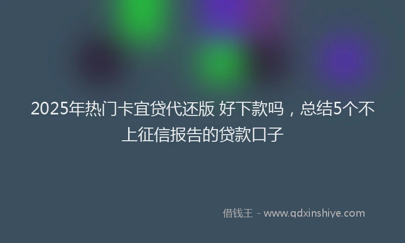 2025年热门卡宜贷代还版 好下款吗，总结5个不上征信报告的贷款口子